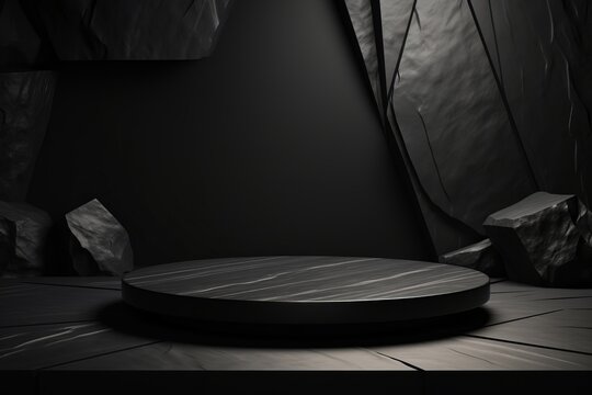 Fond g&eacute;om&eacute;trique noir en forme de pierre et de roche minimal