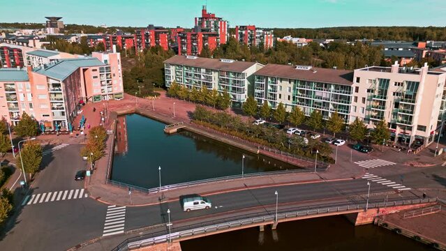 Waterfront neighborhood in Helsinki, Finland