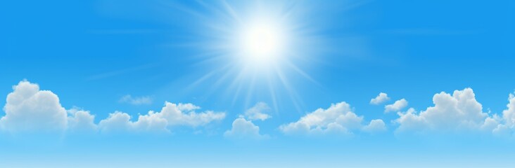 Naklejka na ściany i meble Clear blue sky with sun shining in