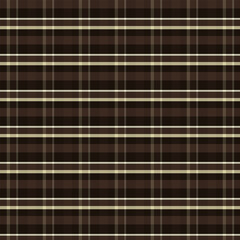 Flannel seamless pattern.Plaid check tartan repeat pattern with twill weave in dark brown chocolate.Vector illustration geometric texture background.