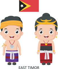Cute Timor Leste boy and girl in national clothes