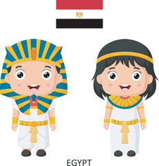 Cute boy and girl in Egyptians national clothes