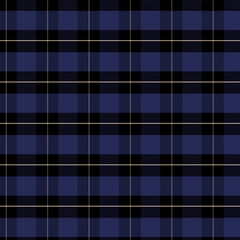 Flannel seamless pattern.Plaid check tartan repeat pattern with twill weave in black and blue.Vector illustration geometric texture background.