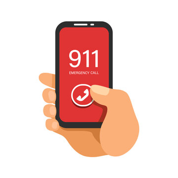 911 Emergency Call On Smartphone Symbol Cartoon illustration Vector