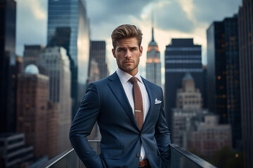 Businessman Against Urban Skyscrapers