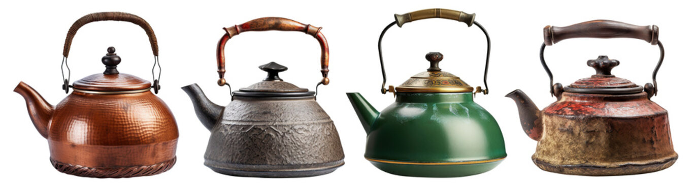 Set of vintage teapots cut out