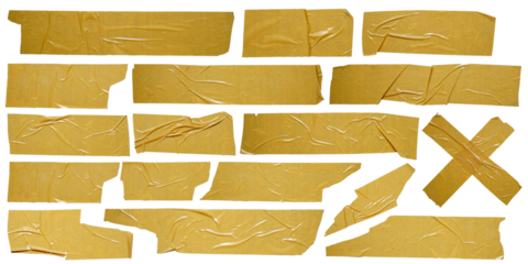 strips of ripped brown textured adhesive kraft paper, masking tape, attach something or use as labels