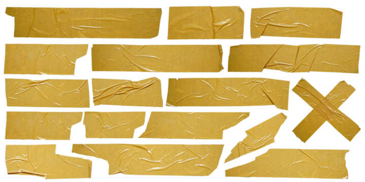 strips of ripped brown textured adhesive kraft paper, masking tape, attach something or use as labels