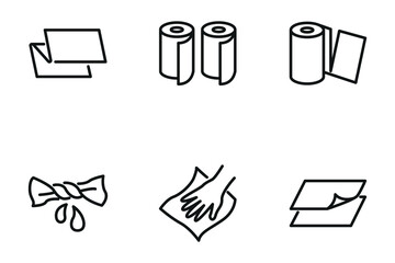 Paper towel line icons. Vector outline illustration with icon