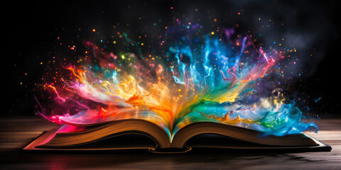 Spell book. Magically glowing old book. Fairy tale come to life - Powered by Adobe