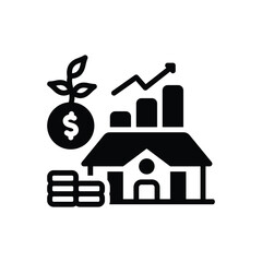 Black solid icon for investment 