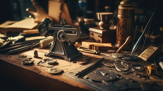 Various antique woodworking tools