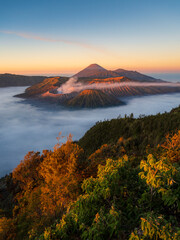 Bromo active volcano at sunrise,Tengger Semeru national park, East Java, Indonesia - 657473176
