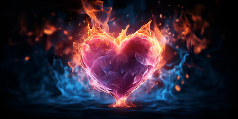 A heart is burning with flames on it, Love Heart Fire Flames Background, Burning heart on black background generative ai


 - obrazy, fototapety, plakaty