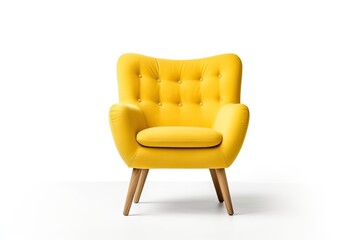 a yellow chair isolated on white background