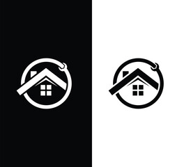 Creative Modern Minimalist Real Estate Logo Design. House Logo Black and White. Usable for Business Logo. Flat Vector Logo Design Template