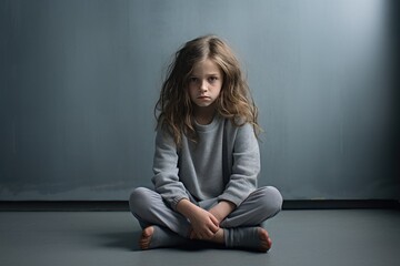 little girl sitting sad
