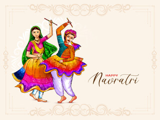 Happy navratri stylish dandiya garba night background