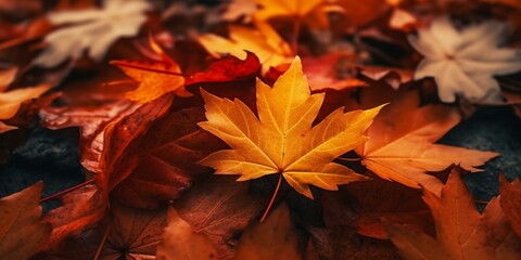 Naklejka na ściany i meble autumn fall leaves background cinematic