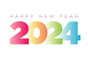 Happy New Year 2024 greetings, with colorful gradations. Light background