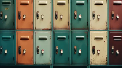 Foto op Canvas Generative AI, Row of high school lockers in the hallway, locker room © DELstudio