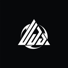 Creative Modern Monogram Letter UJJ Logo Design. Black and White Logo. Usable for Business Logos. Flat Vector Logo Design Template