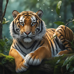 Fototapeta premium tiger on the rock