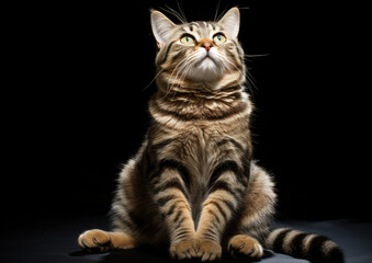retrato de un gato mirando hacia arriba