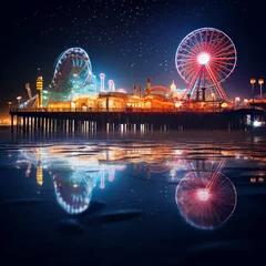 Fotobehang Santa Monica Pier at night. © DALU11