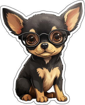 Black Chihuahua Dog Sticker with cut lines