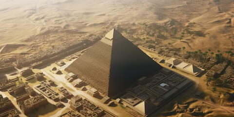 Giza Pyramid Complex also called Necropolis is site on the Plateau in Greater Cairo Egypt - obrazy, fototapety, plakaty