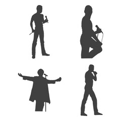 Silhouettes of Singers In Different Poses. Simple Design. Vector Illustration Collection. 