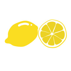 Lemon full and slice isolated on white background.
