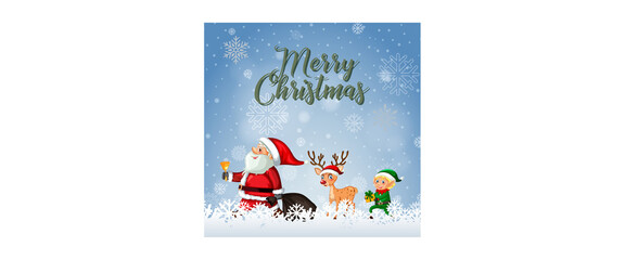 merry christmas font with santa claus and reindeer