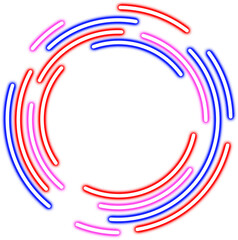 Modern techno colorful neon circle. Neon circle cafe decoration. Neon circle element. 