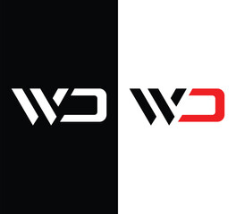 Creative Modern Monogram Letter WD Logo Design. Black and White Logo. Usable for Business Logos. Flat Vector Logo Design Template