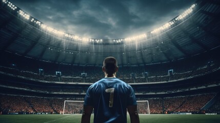 Obraz premium Football player in the stadium rear view