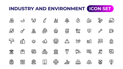 Set of outline icons related to green, renewable energy, alternative sources energy. Eco icon collection.Outline icon collection.