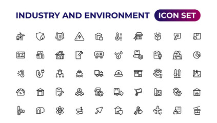 Set of outline icons related to green, renewable energy, alternative sources energy. Eco icon collection.Outline icon collection.