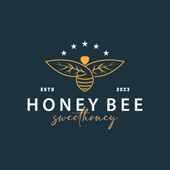 Honey Bee Logo Design Insect Vector Illustration Template