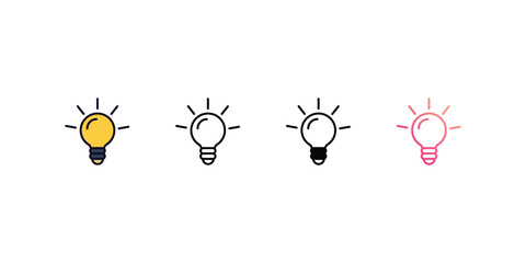 Idea icons, color, line, glyph, gradient, Blue icon, graphic design icon in five veriasions stock illustration.