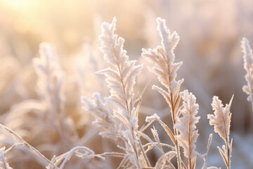 Fototapeta premium hoarfrost in nature close up