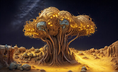 desert, space, freaks, stones, stars, the sky