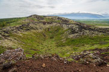 Kerið is a volcanic crater lake in Iceland