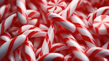 Fotobehang Peppermint candy canes. Christmas background © Muqeet 