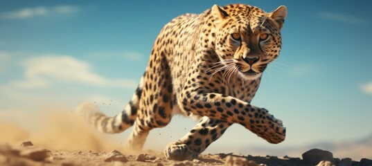 Cheetah running. Generative AI technology.