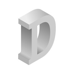 3D grey isometric letter, PNG with transparent background