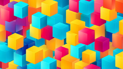 2d illustration colourful cube elements seamless pattern