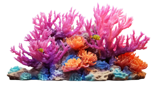 coral reef isolated PNG on transparent background cutout, generative ai