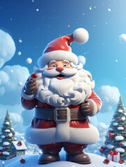 Santa Clouse, snow and christmas tree.  Merry Christmas design - 657495359